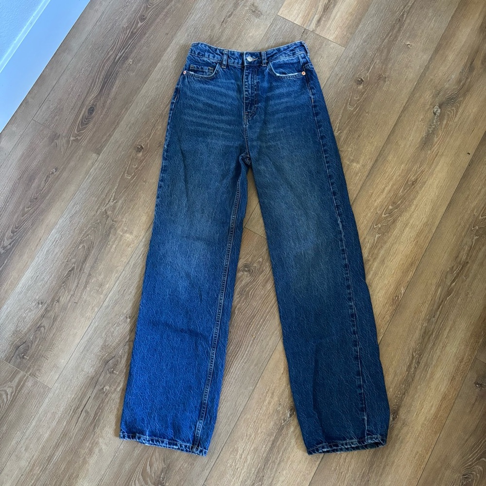 ZARA‎ Womens Dark Wash High Rise Denim Jean SIZE 4 Streetwear Y2K Casual